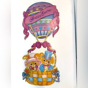 Vintage Eureka Easter Bunny Hot Air Balloon Window Decor